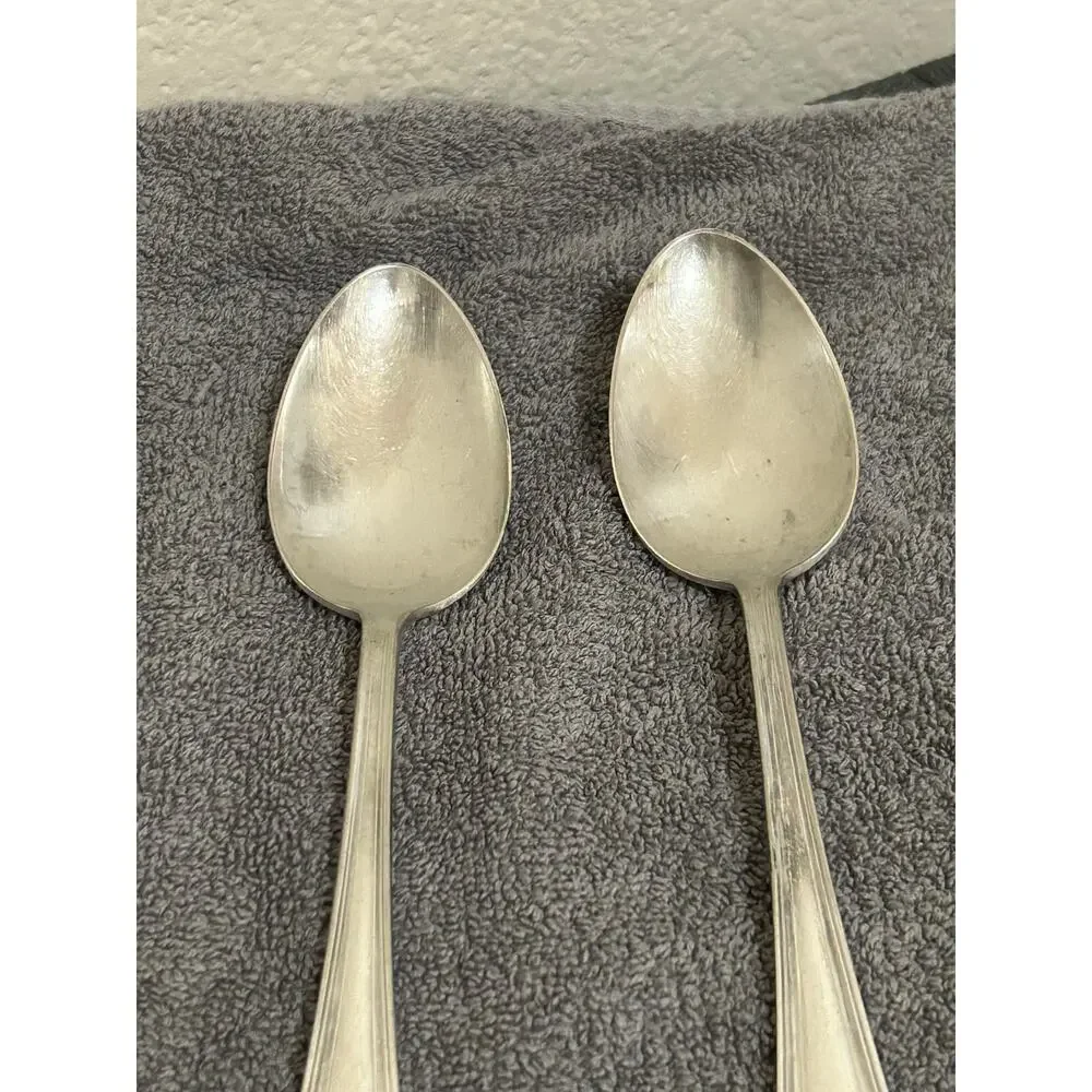 Antique 1914 WM Rogers Silverplate Serving Spoons Vintage Floral Design Silver